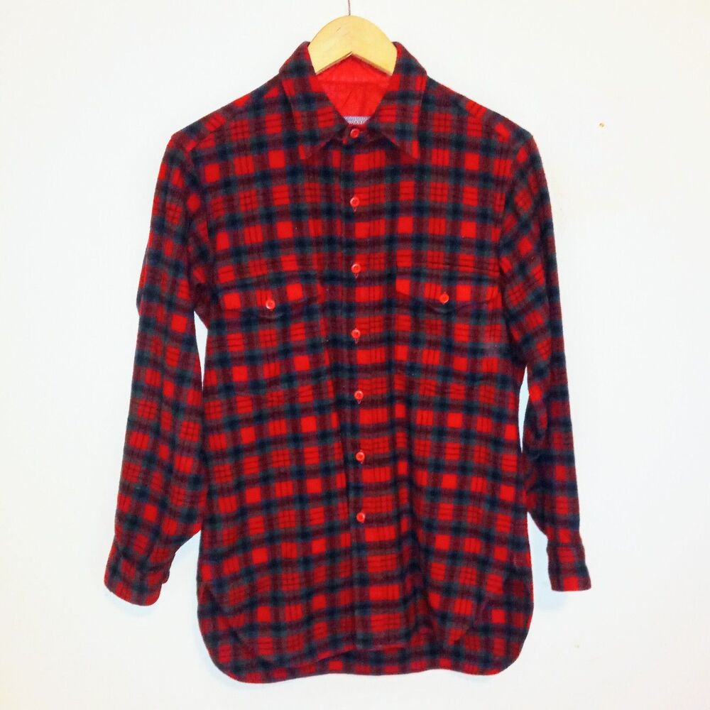 Vtg Pendleton MacDuff Tartan Field Shirt-Size 15.5/M-Wool-Flap Pockets-USA Made
